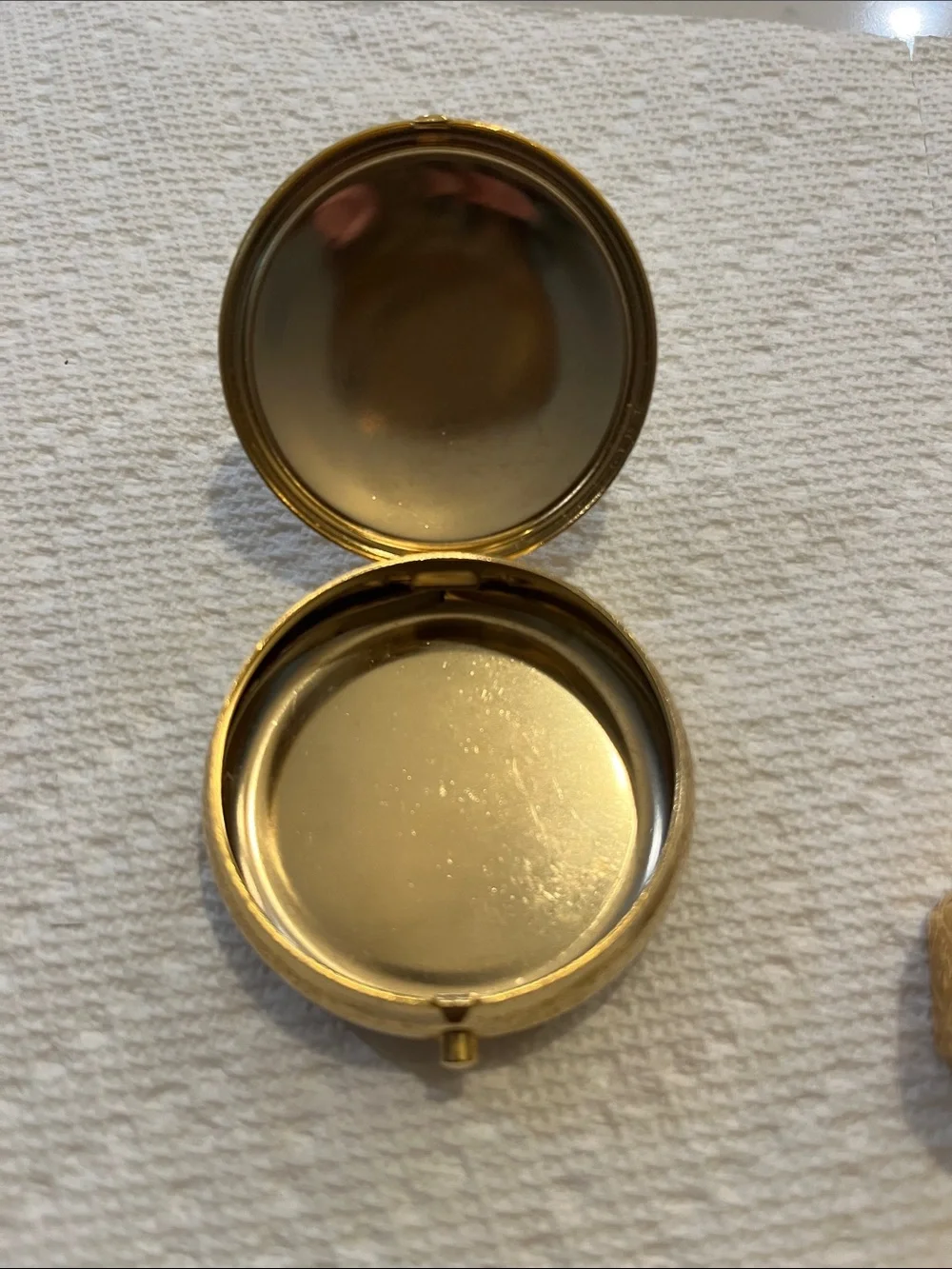 Vintage Gold Tone Trinket pill Boxes with Floral Porcelain Box - Picture 2 of 8